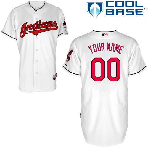 Customized Cleveland Indians MLB Jersey-Men's Authentic Home White Cool Base Baseball Jersey